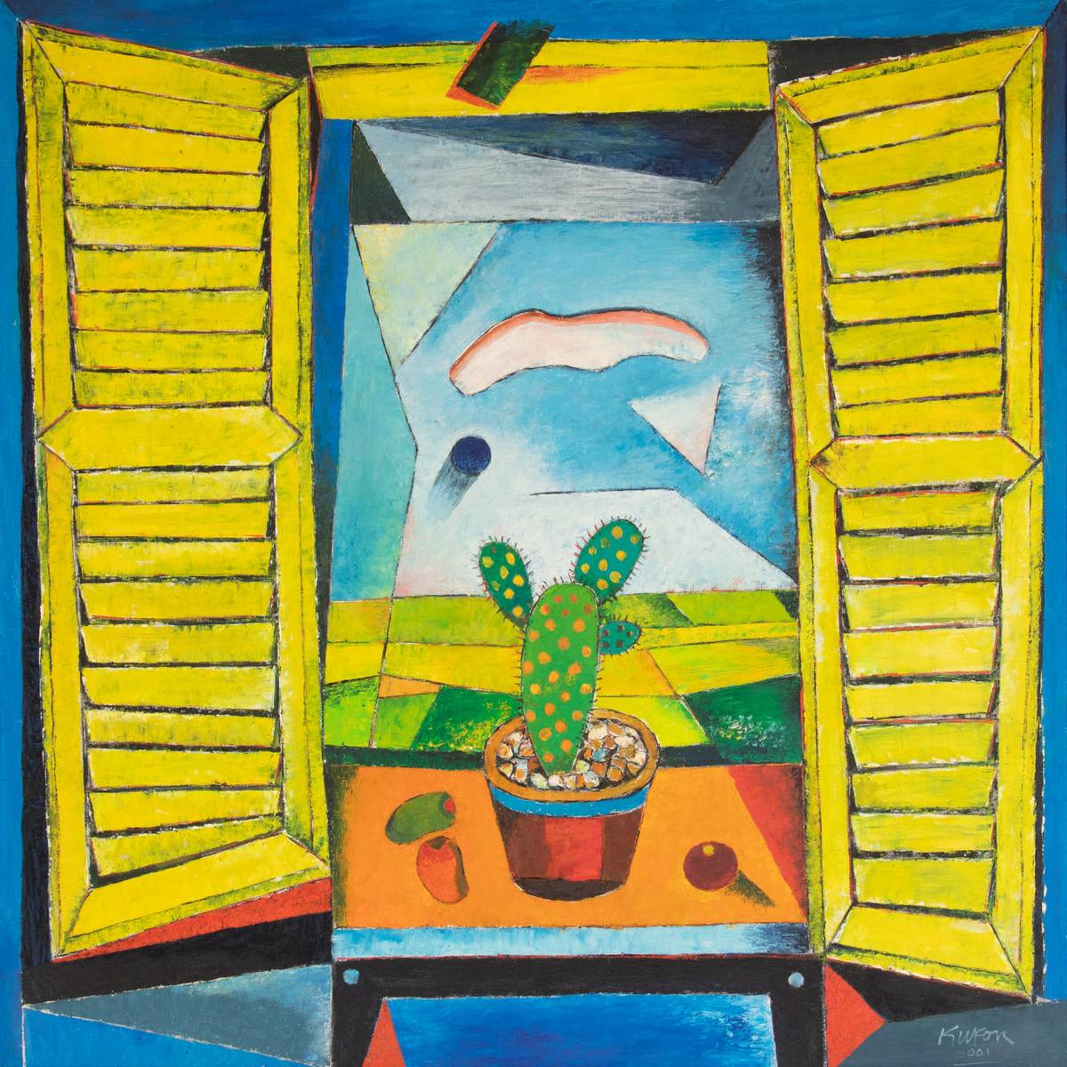 Ang Kiukok’s ‘Cactus and Yellow Window’ from 2001, oil on canvas, 36 x 36 inches, estimated at P8 million to P8.5 million.